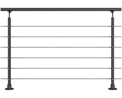 Geländer-Komplettset Pertura Aluminium anthrazit mit sechs Edelstahlstäben für Bodenmontage B: 1.50 m