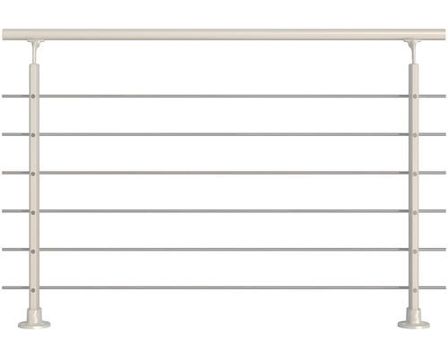 Geländer-Komplettset Pertura Aluminium weiß mit sechs Edelstahlstäben für Bodenmontage B: 1.50 m