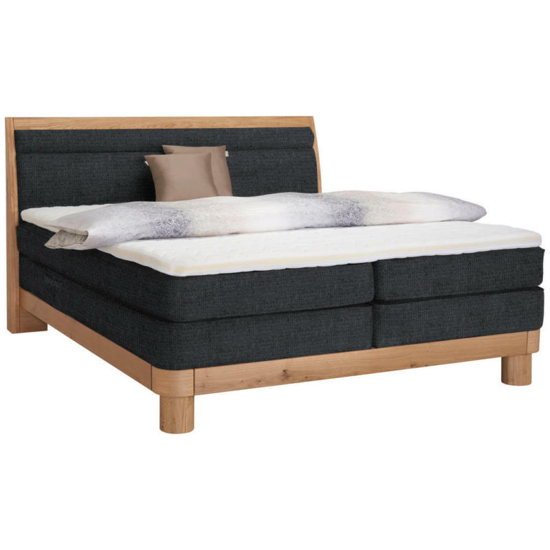 Boxspringbett 160/200 cm in Anthrazit, Eichefarben