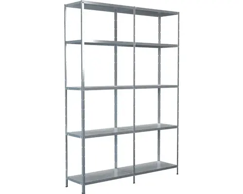 Steck-Grundregal und Anbauregal verzinkt 1400x2000x350 mm, 10 Böden, Set
