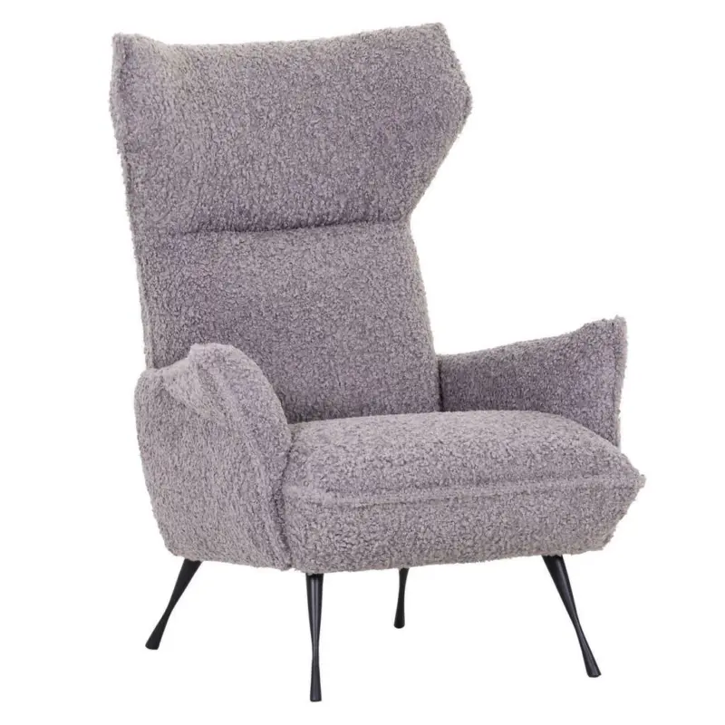 Ohrensessel in Pl&uuml;sch Grau