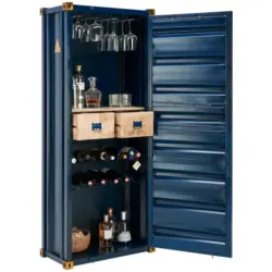 Barschrank in Blau, Goldfarben