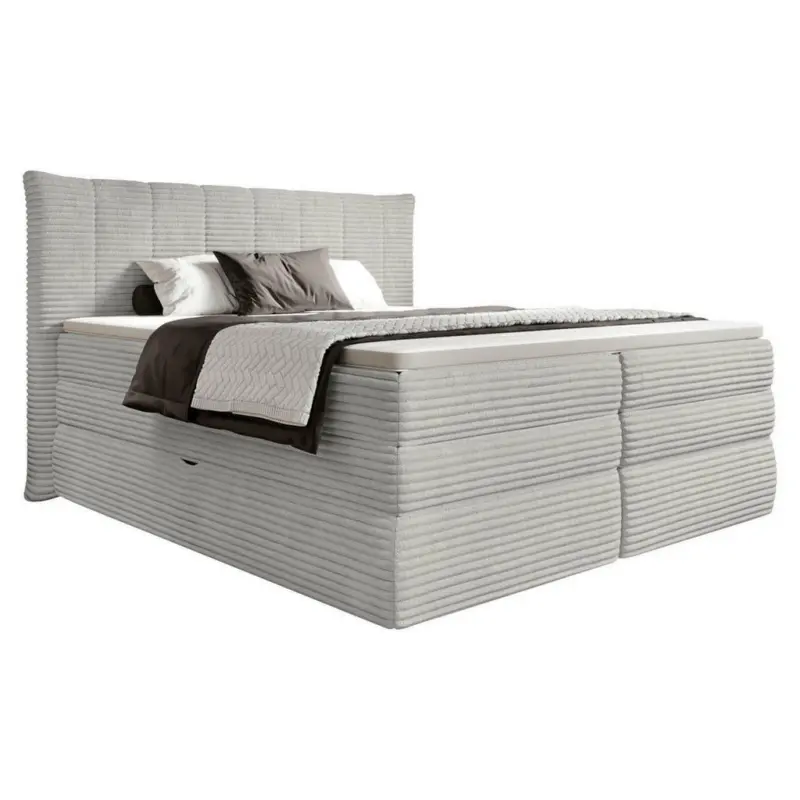 Boxspringbett 160/200 cm in Hellgrau