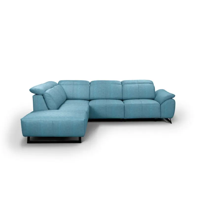Ecksofa in Chenille Blau