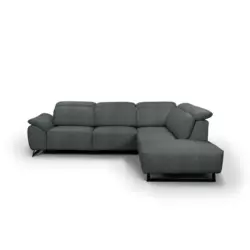 Ecksofa in Chenille Schwarz