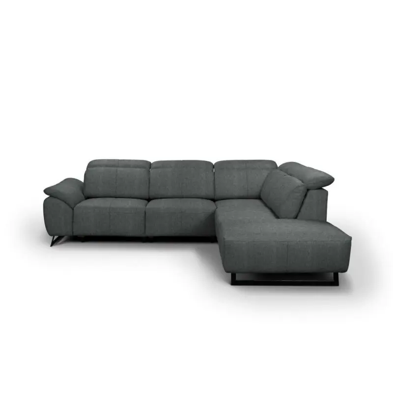 Ecksofa in Chenille Schwarz