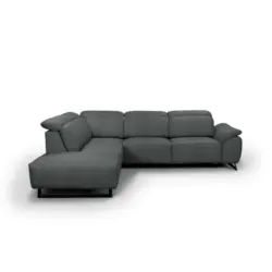 Ecksofa in Chenille Schwarz