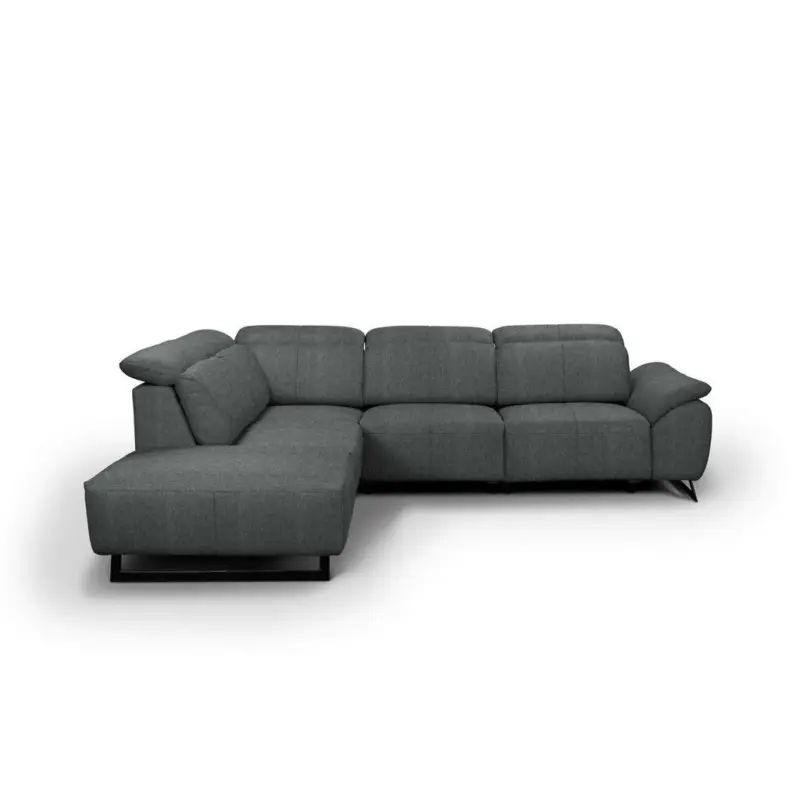 Ecksofa in Chenille Schwarz