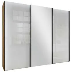 Schwebetürenschrank in Weiß, Eiche Bianco