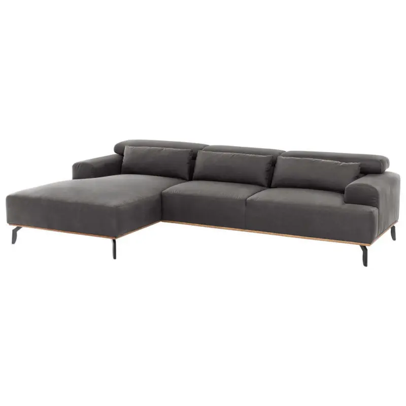 Ecksofa in Mikrofaser Dunkelgrau
