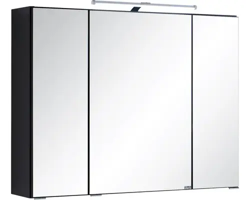 LED-Spiegelschrank Held Möbel 3-türig 80x66 cm dunkelgrau