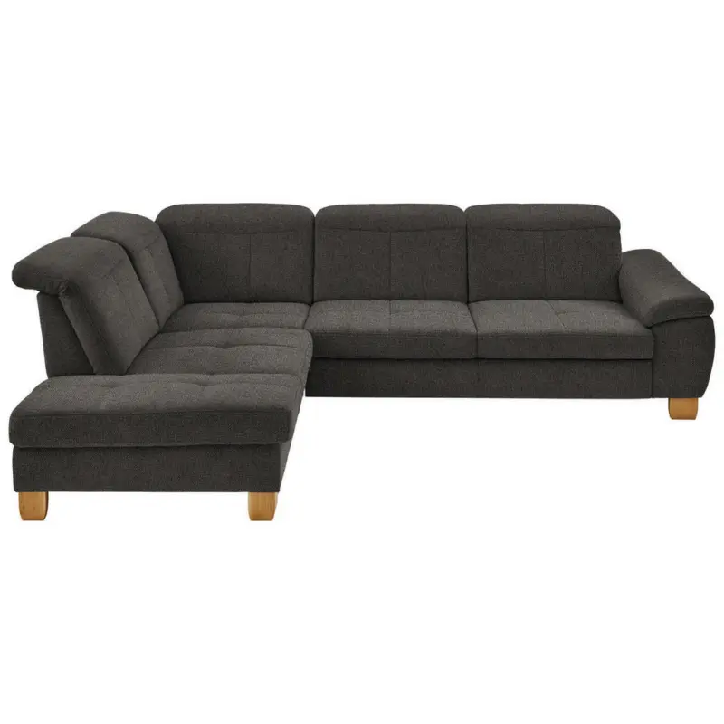 Ecksofa in Flachgewebe Dunkelbraun