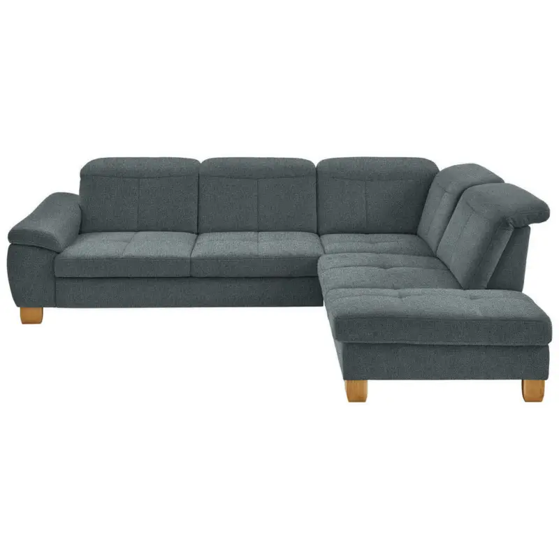 Ecksofa in Flachgewebe Blaugrau
