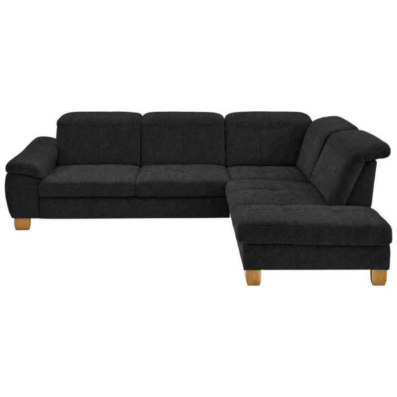 Ecksofa in Flachgewebe Schwarz
