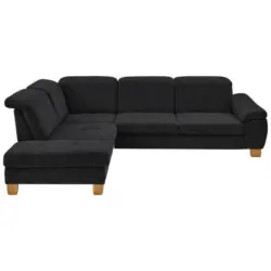 Ecksofa in Flachgewebe Schwarz