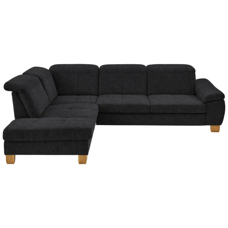 Ecksofa in Flachgewebe Schwarz