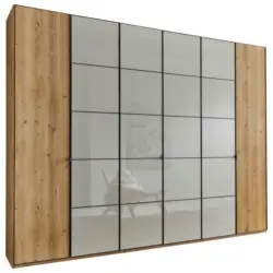 Drehtürenschrank in Champagner, Eiche Bianco