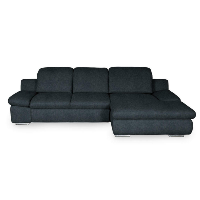 Ecksofa in Chenille Schwarz