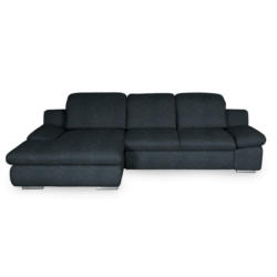 Ecksofa in Chenille Schwarz