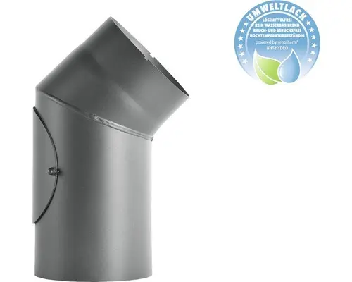 Ofenrohr-Bogen Bertrams 45° Ø 120 mm senotherm UHT-Hydro gussgrau mit Türe