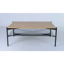 Couchtisch in Metall, Glas, Holzwerkstoff