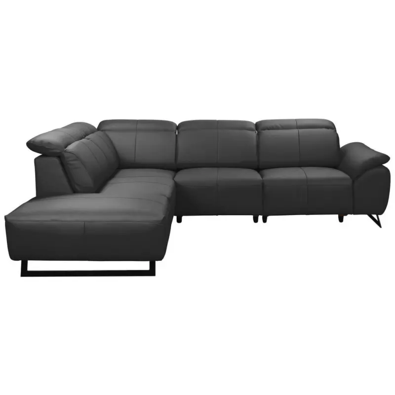 Ecksofa in Lederlook Schwarz