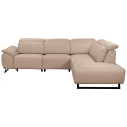 Ecksofa in Lederlook Hellbraun
