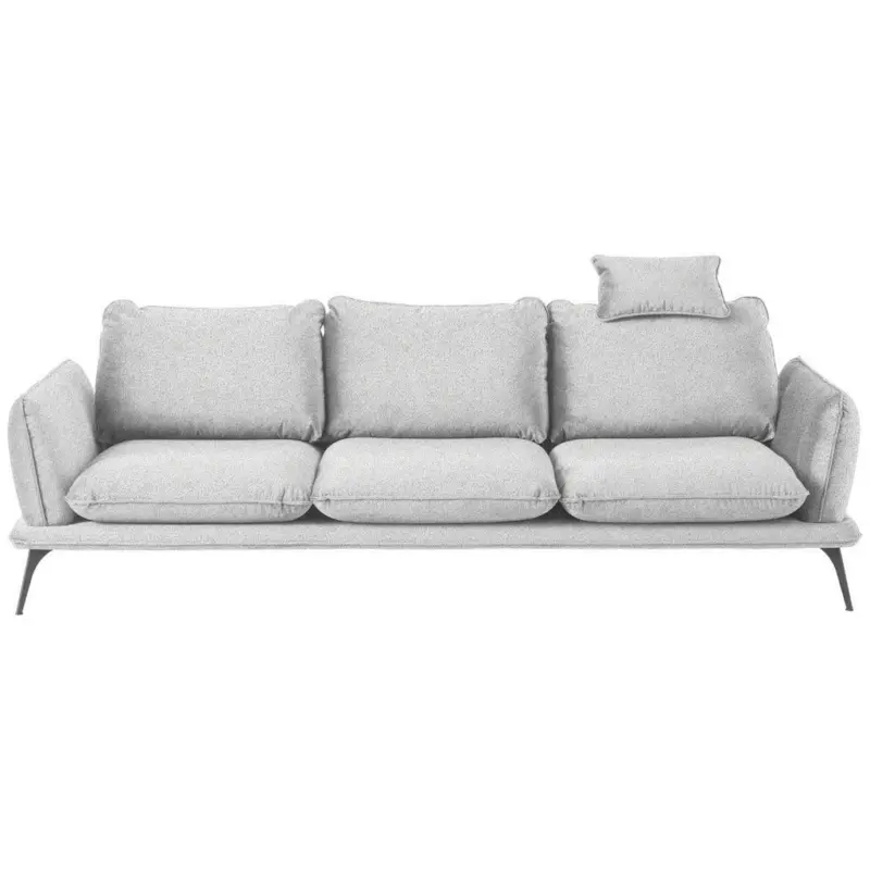 Dreisitzer-Sofa in Bouclé Hellgrau