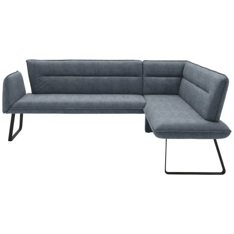 Eckbank 221/161 cm in Schwarz, Blaugrau