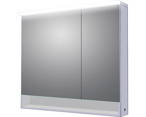 LED-Spiegelschrank DSK Leda 2-türig 80x70x13,7 cm weiß