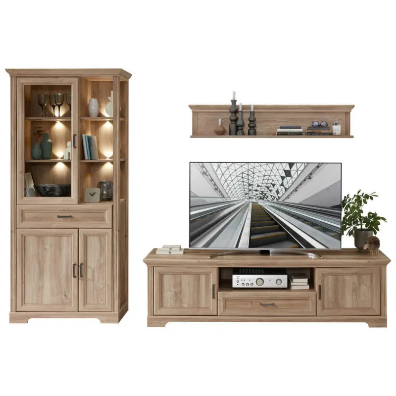 Wohnwand 299/204/51 cm in Eichefarben