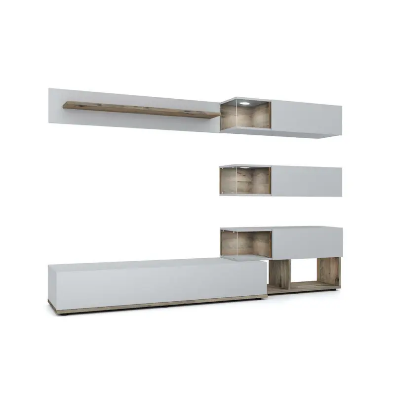 Wohnwand 240/150/40 cm in Grau, Eichefarben