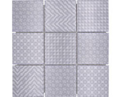 Keramikmosaik Quadrat Geo 30,0x30,0 cm grau