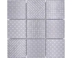 Keramikmosaik Quadrat Geo 30,0x30,0 cm grau