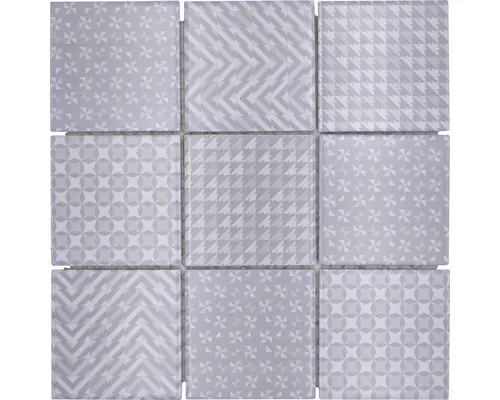Keramikmosaik Quadrat Geo 30,0x30,0 cm grau