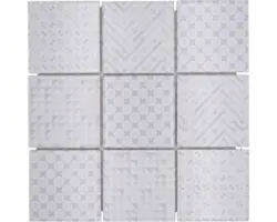 Keramikmosaik Quadrat Geo 30,0x30,0 cm weiß