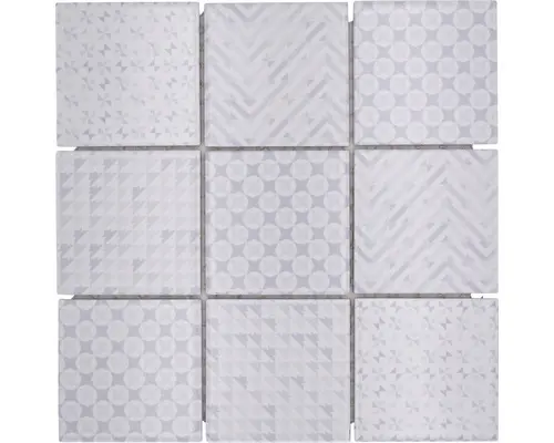 Keramikmosaik Quadrat Geo 30,0x30,0 cm weiß