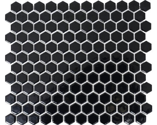 Keramikmosaik Hexagon HX060 26,0x30,0 cm schwarz