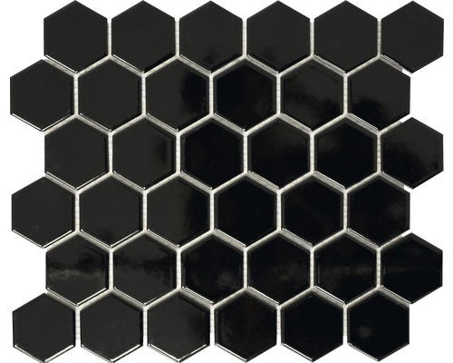 Keramikmosaik Hexagon HX090 32,5x28,1 cm schwarz