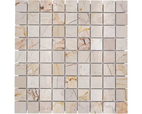 Natursteinmosaik Marmor Quadrat MOS 32/2807 30,5x30,5 cm beige gold