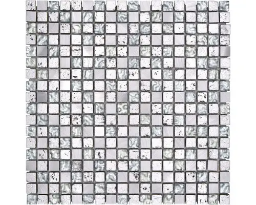 Glasmosaik Crystal Quadrat XAM 77 30,0x30,0 cm silber