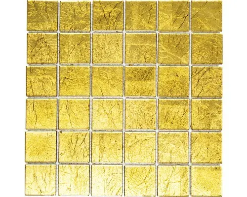 Glasmosaik Crystal Quadrat XCM 8GO25 30,0x30,0 cm gold