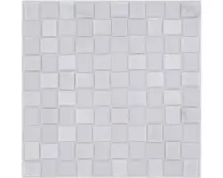 Glasmosaik mit Naturstein XCM R07 27,3x27,3 cm weiß