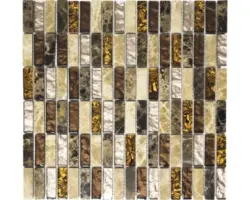 Glasmosaik mit Naturstein XCM SM18 30,0x30,0 cm braun beige
