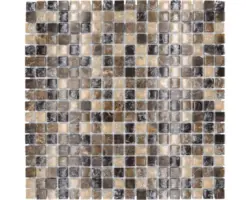 Glasmosaik mit Naturstein XIC 1055 30,5x30,5 cm braun beige
