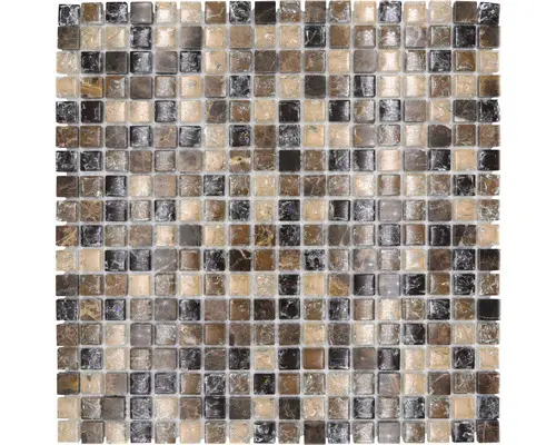 Glasmosaik mit Naturstein XIC 1055 30,5x30,5 cm braun beige