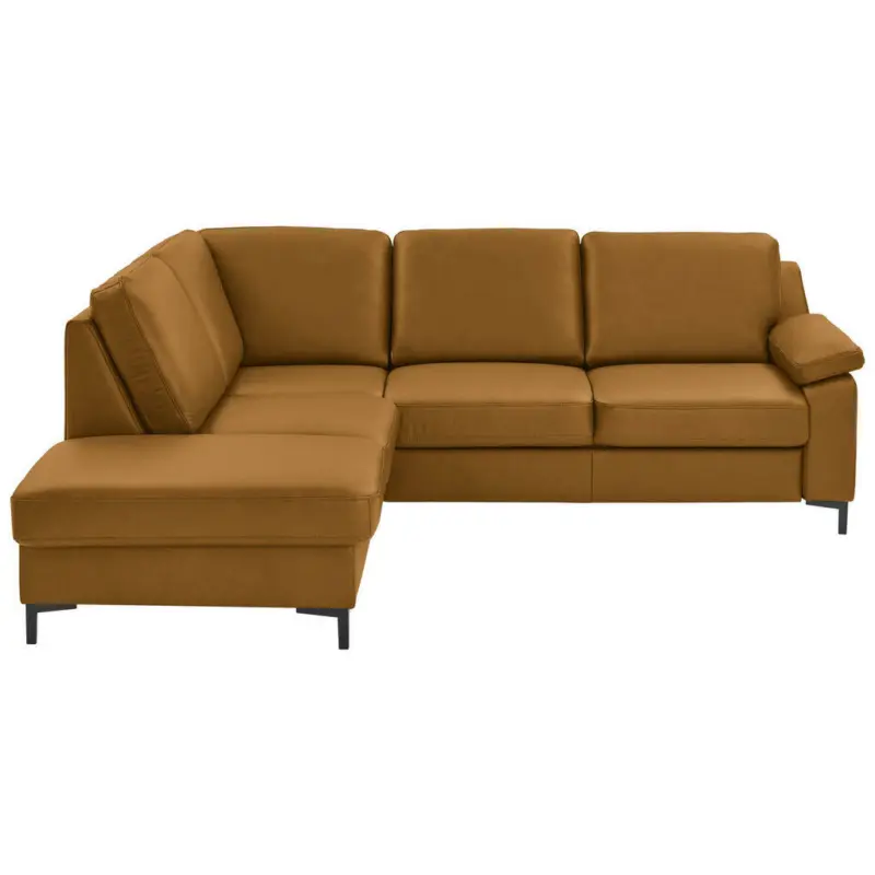 Ecksofa in Echtleder Dunkelgelb