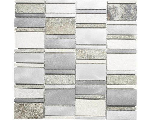 Natursteinmosaik XSA 505 30,0x30,0 cm silber grau