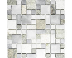 Natursteinmosaik XSA 525 30,0x30,0 cm silber grau