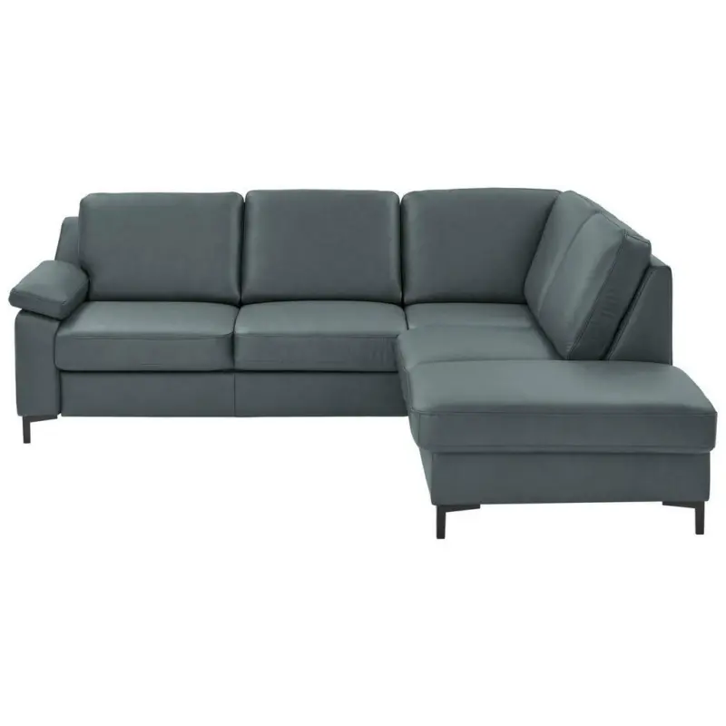 Ecksofa in Echtleder Blaugrau